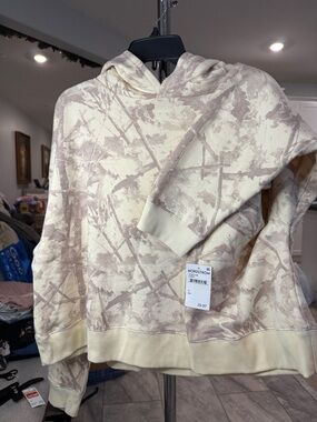 Nordstrom Cream and Taupe Tie-Dye Pullover Hoodie